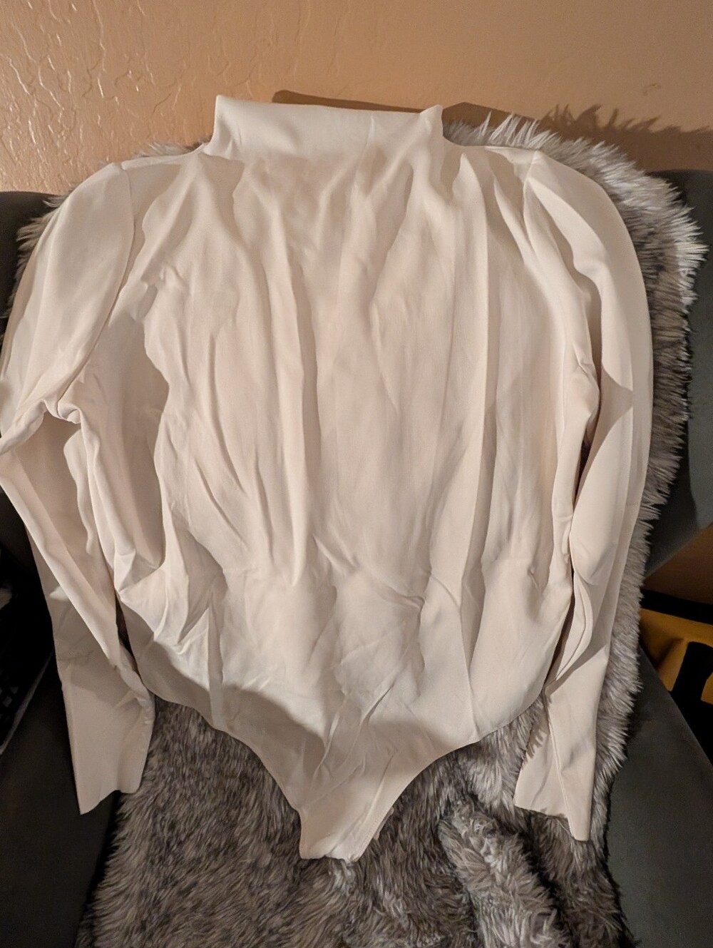 Good American Cream Turtleneck Bodysuit